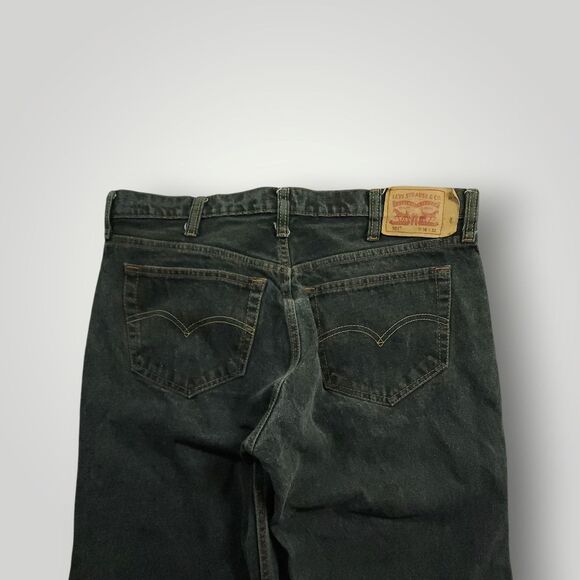 Levi's 501 Jeans Mens 38x32 Y2K Straight Leg Button Fly Distressed Faded Black - Picture 4 of 10